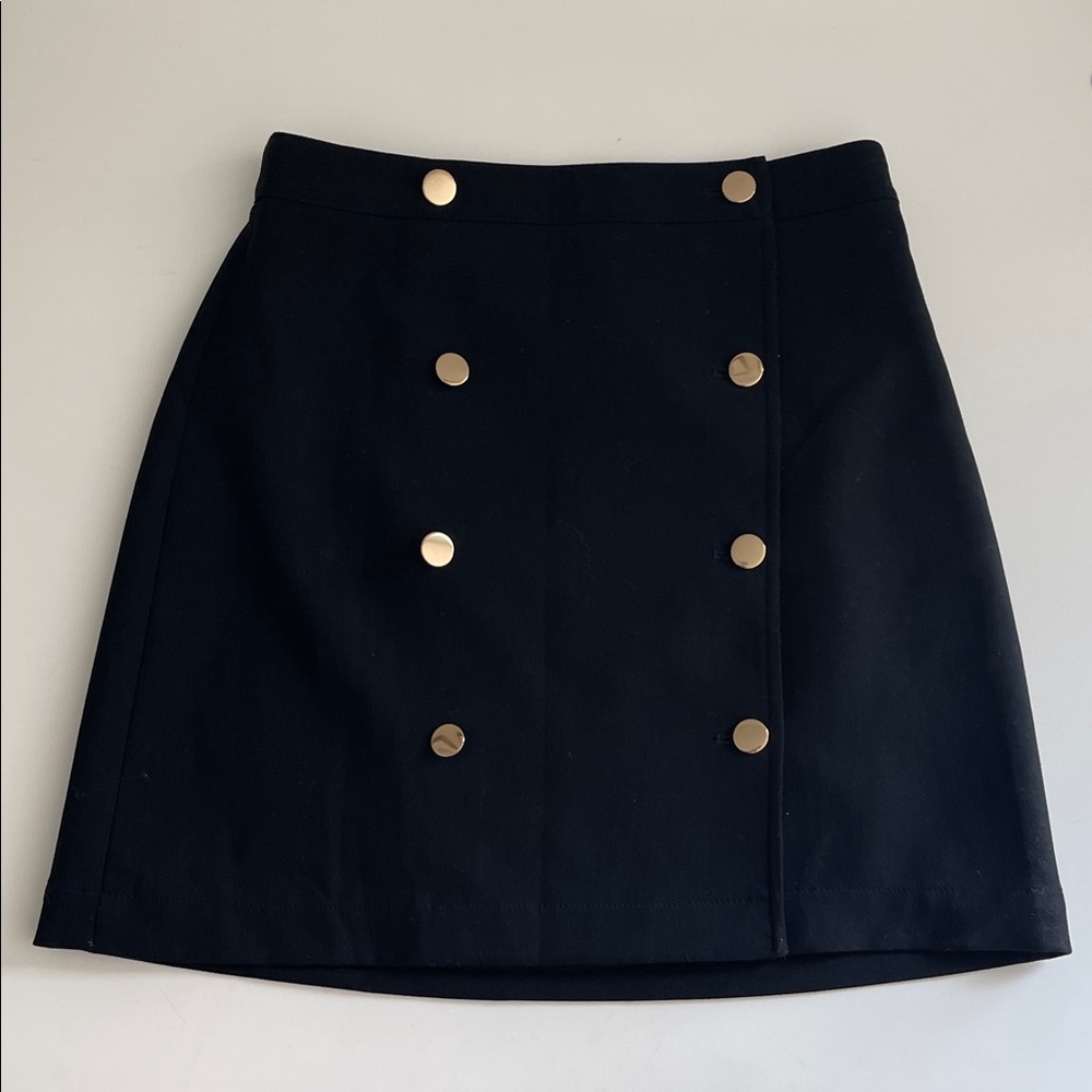 Banana Republic Black Mini Skirt with Gold Buttons